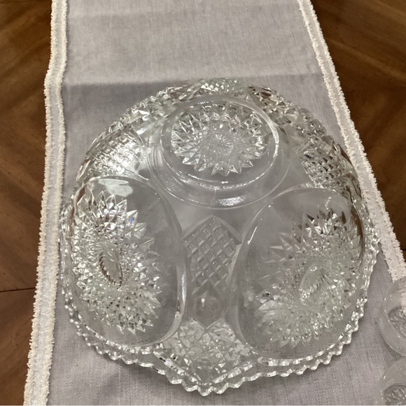 Homestead Clear Punch Bowl & 10 Punch Cups By Duncan & Miller - Picture 6 of 8